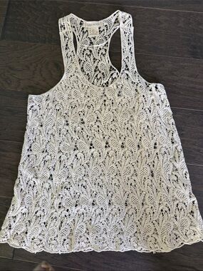 Luna Moon Elegant Cream Lace Top 100% cotton Size MEDIUM, runs small
